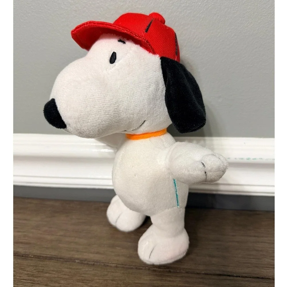 Peanuts Snoopy Plush Red Hat Orange Collar Stuffed Animal Toy 8 Inch Rare Dog